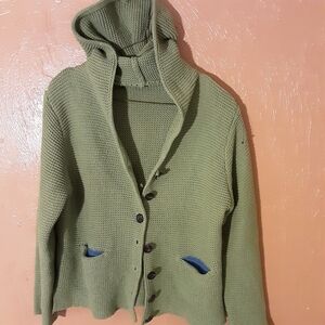 Green Hooded  Mens OrWomens Knit Sweater